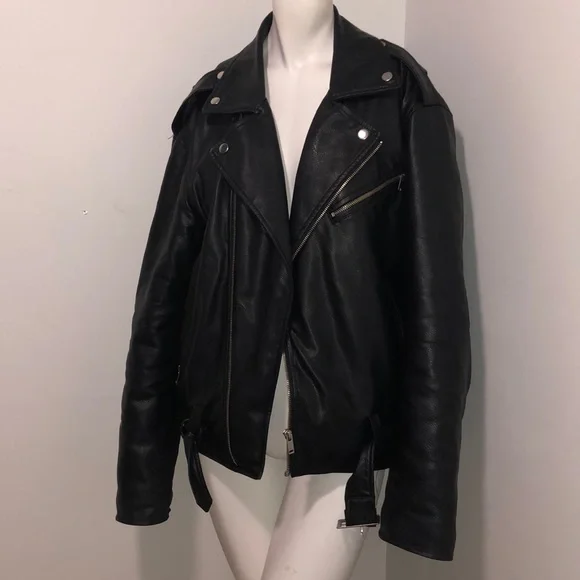 RECLAIMED VINTAGE FAUX LEATHER JACKET - Picture 1 of 8
